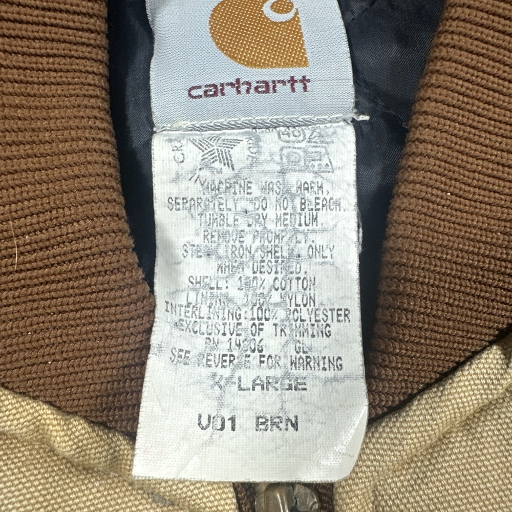 Vintage 90s Carhartt Quilt Lined Vest V01 Tan Cream XL Union USA Made Distressed - Picture 5 of 7